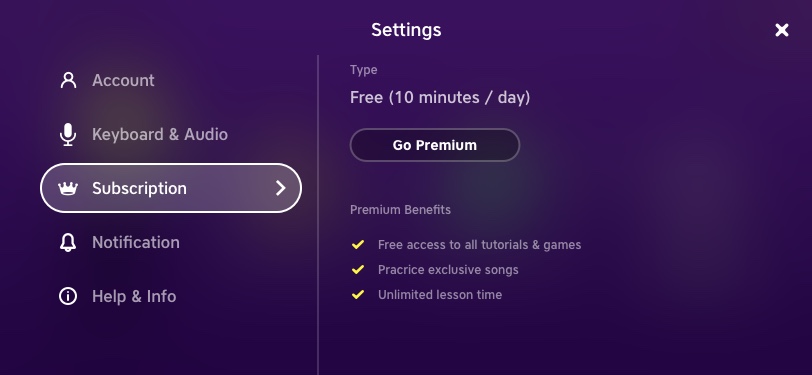 Subscription – Not subscribed iPhone X
